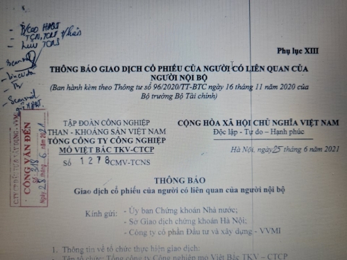 THÔNG BÁO GDCP CỦA NGƯỜI LIÊN QUAN CỦA NGƯỜI NỘI BỘ